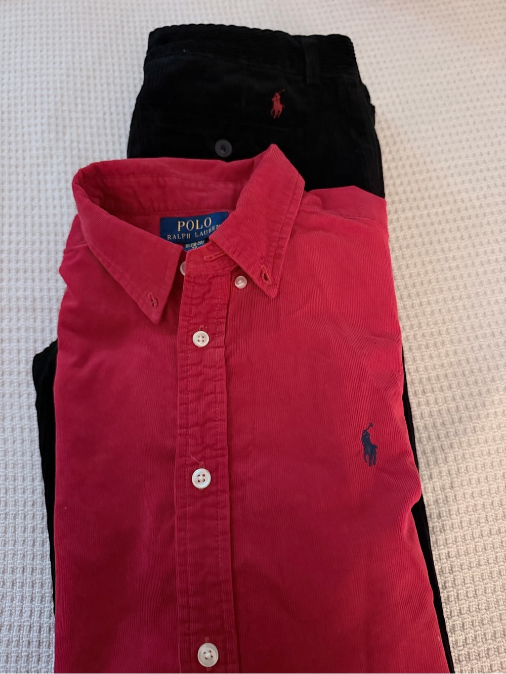 Polo by Ralph Lauren Kids Red Corduroy Button-Down Shirt with Navy Pony